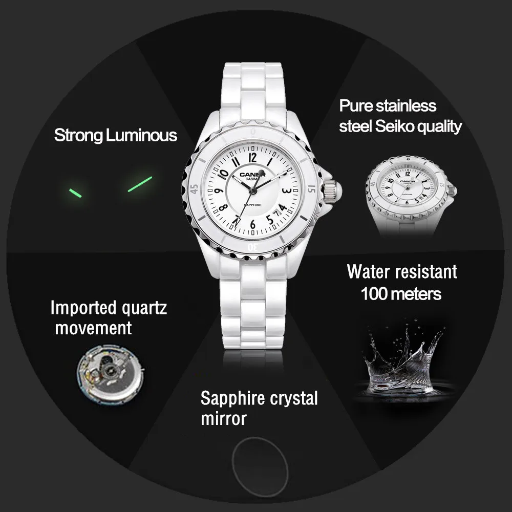 Часы модные женские роскошные Брендовые керамические кварцевые часы наручные