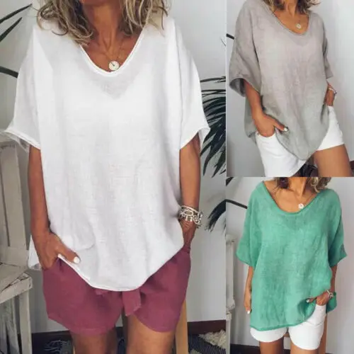 Женская летняя мешковатая свободная футболка с рукавом летучая мышь v-образным