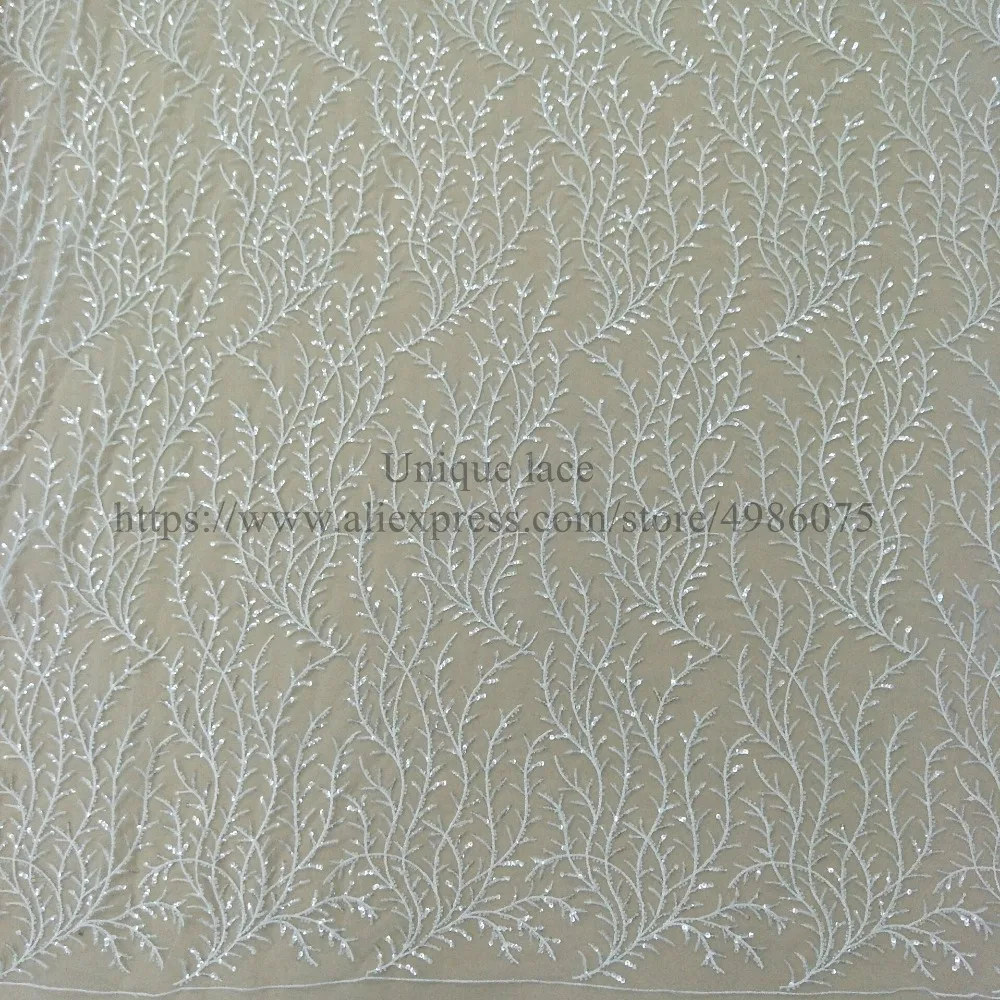 2019 Bridal lace fabric sequins beaded dress 130cm width for evening gown | Дом и сад