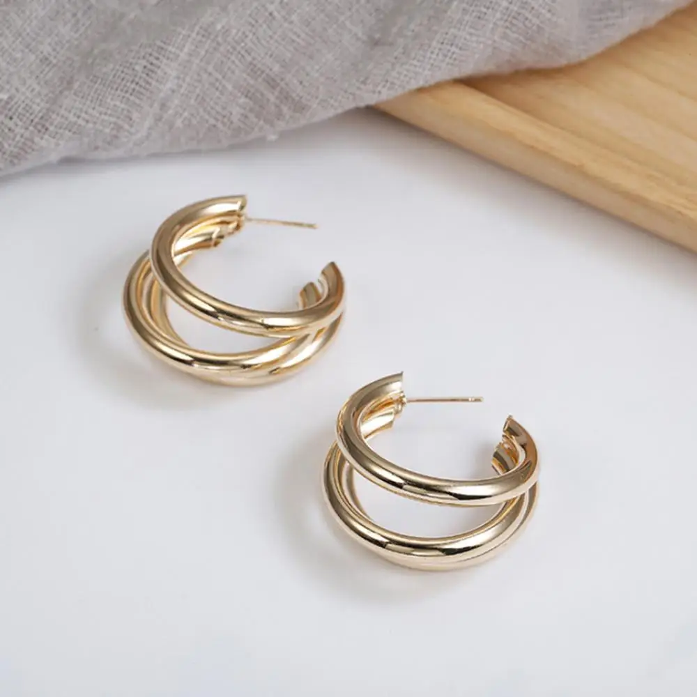 Женские многослойные серьги геометрические металлические круглые подарочные