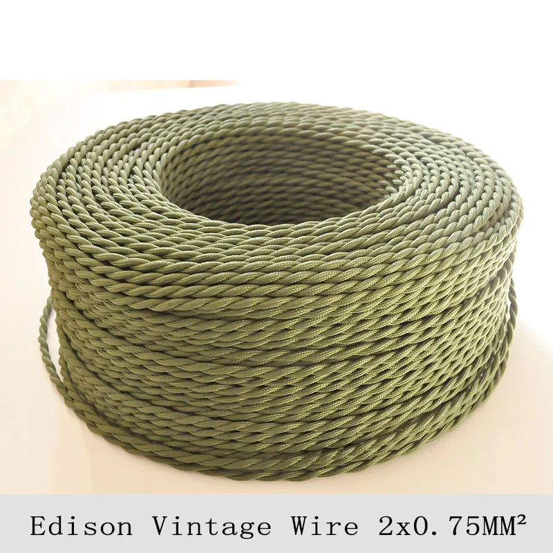 2*0 75 мм2 винтажный Электрический кабель Эдисона армейский зеленый витой провод