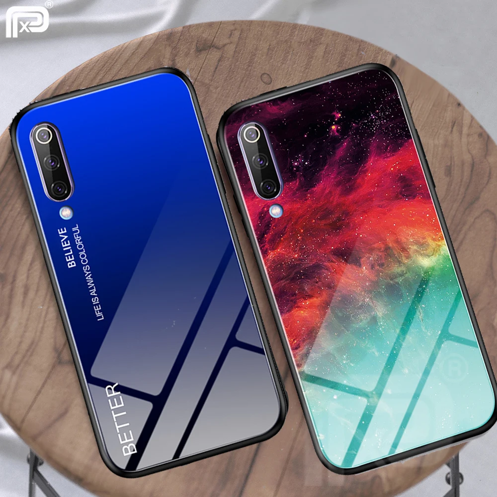 Чехол из закаленного стекла с градиентом для телефона Xiaomi mi A3 Lite 9T CC9 CC9e 9 se Red K20 Pro
