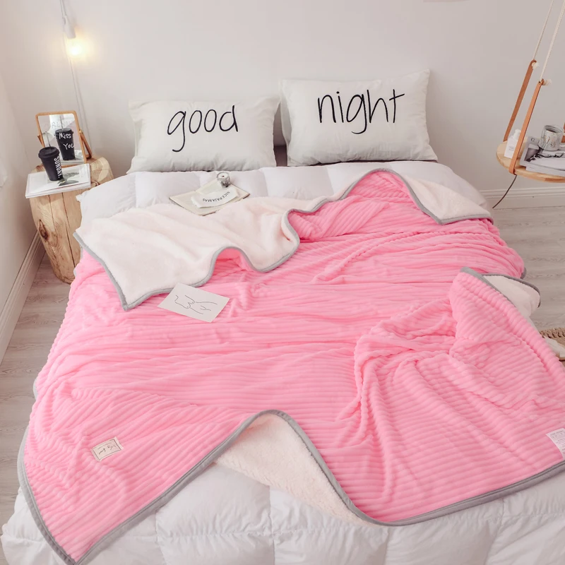 Полосатое бархатное Флисовое одеяло двустороннее супер мягкое плюшевое серый