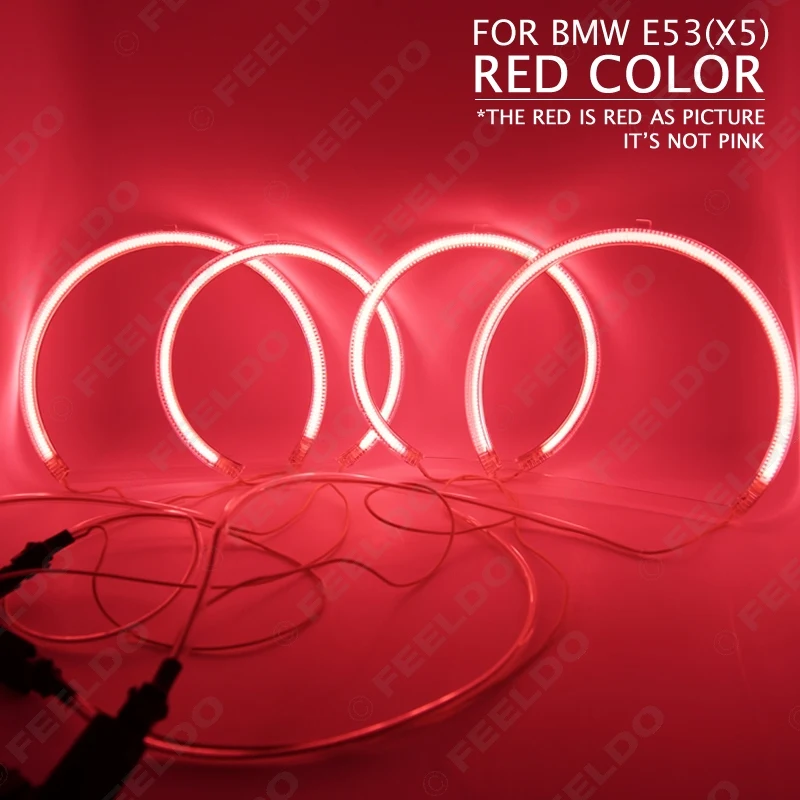 FEELDO 2X165mm 2X127.5mm Red Car CCFL гало кольца ангельские глазки светодиодная фара s для BMW X5(E53)