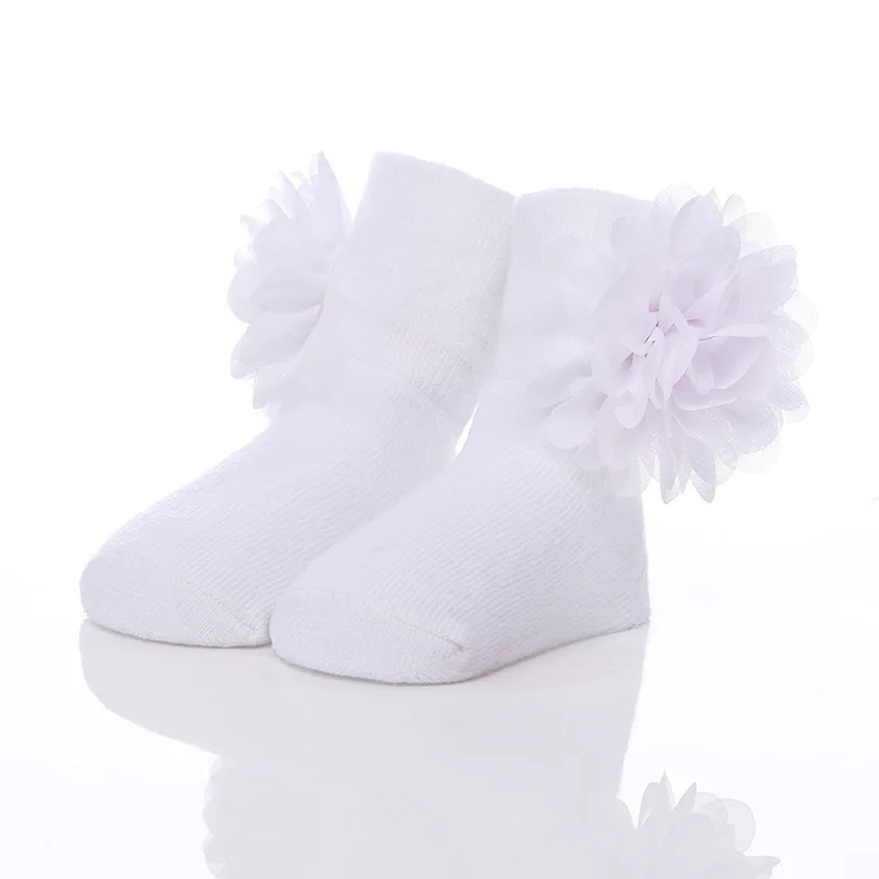 Шифоновые носки с цветочным принтом для маленьких девочек хлопковые младенцев