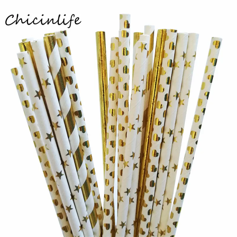 gold straws Chicinlife конфеты бар шар баннер Baby Shower украшение день рождения свадьба конфеты украшение для бара и вечеринки гирлянда - Цвет: gold straws