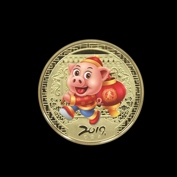 3 стиля 2019 памятная монета с надписью Lucky Pig подарок на Новый год позолоченная