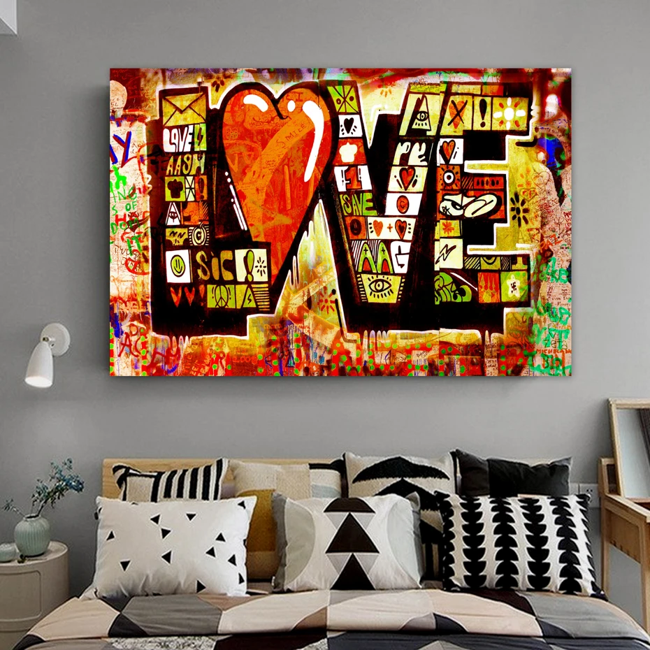 Акварельная Любовь граффити уличное искусство росписи банкси холст живопись