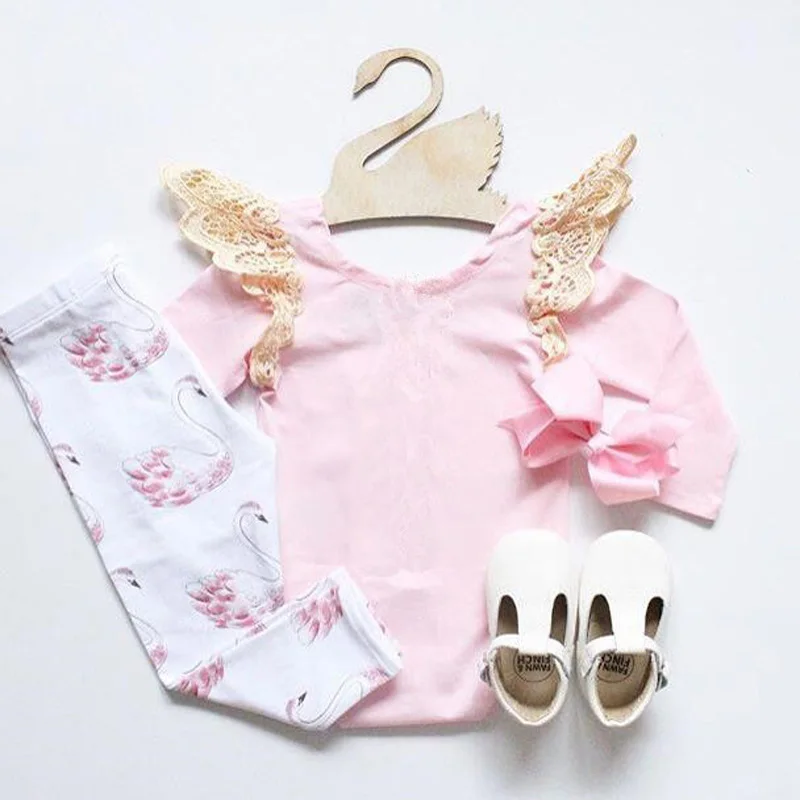 2018 новый комплект одежды для маленьких девочек розовая футболка с крыльями