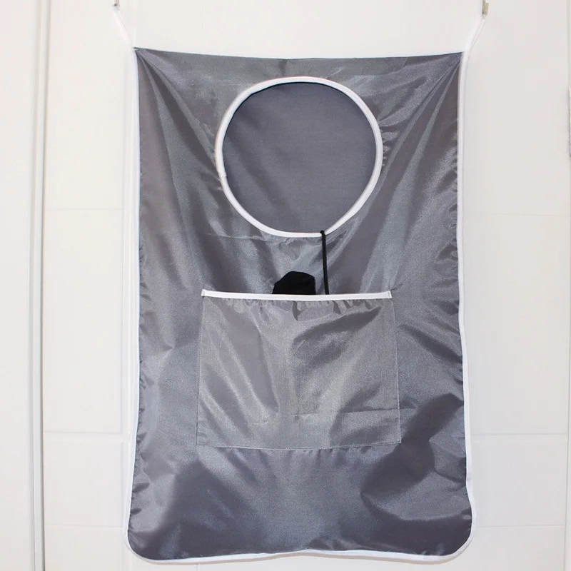 Grey with pocket 1 шт. Бытовая дверная подвесная сумка для белья настенная домашняя корзина для белья сумка-Органайзер с крюком из нержавеющей стали на присоске - Цвет: Grey with pocket