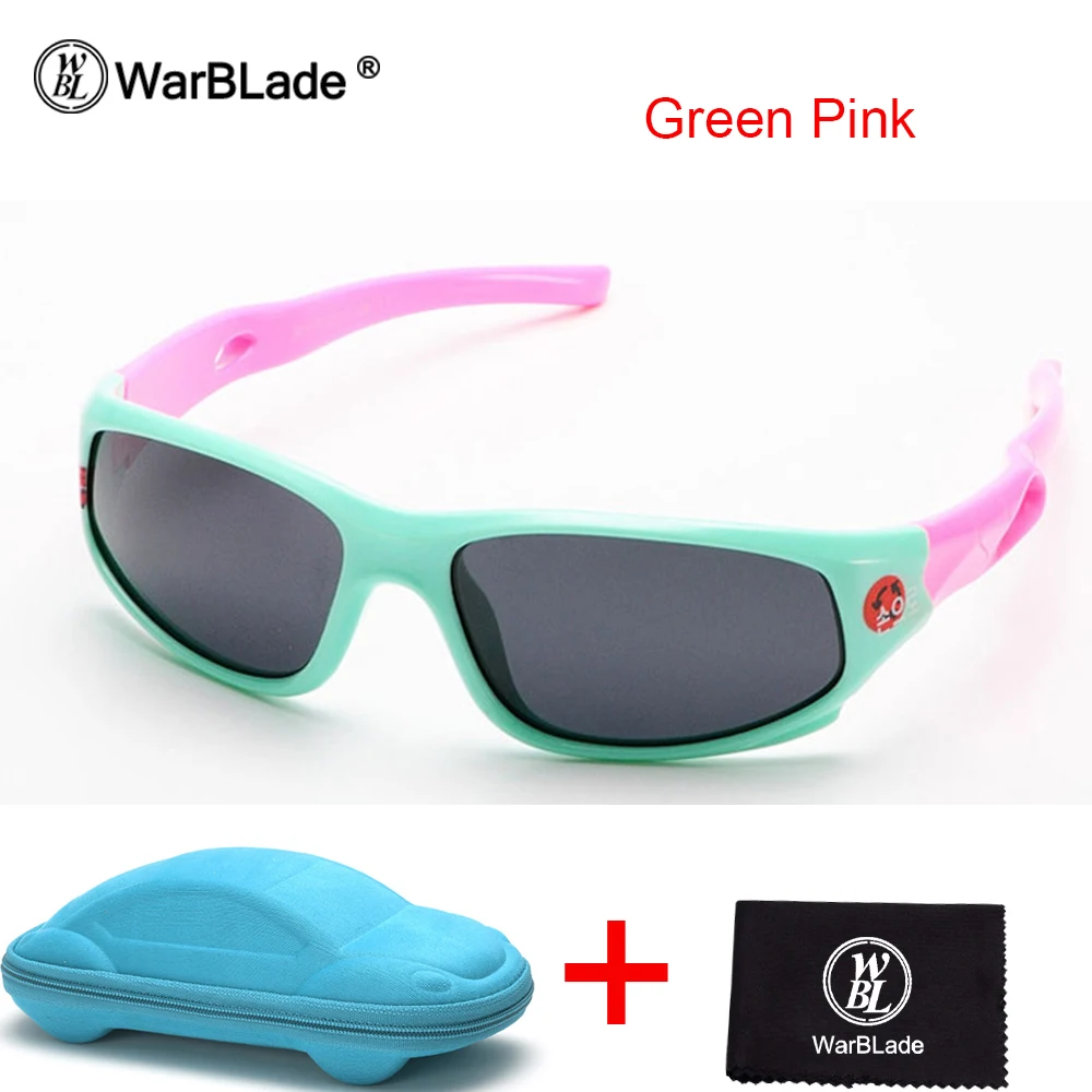 green pink Велосипедные очки TAC гибкие детские солнцезащитные очки Поляризованные спортивные солнцезащитные очки для мальчиков и девочек УФ очки Gafas De Sol с Чехол - Color: green pink
