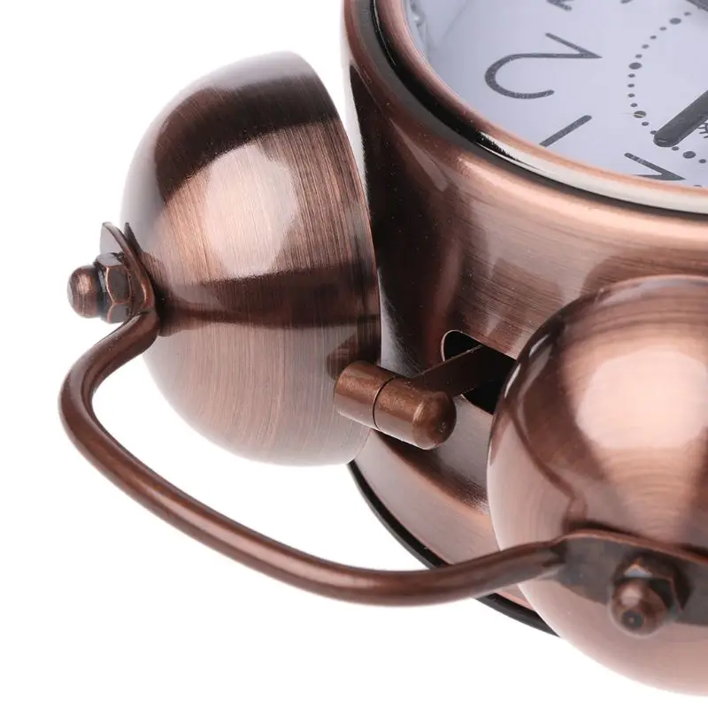 Retro Desktop Mechanical Alarm Clock Night Light Dual Bell Bedside Silent Metal Digital Bedroom Home Decoration