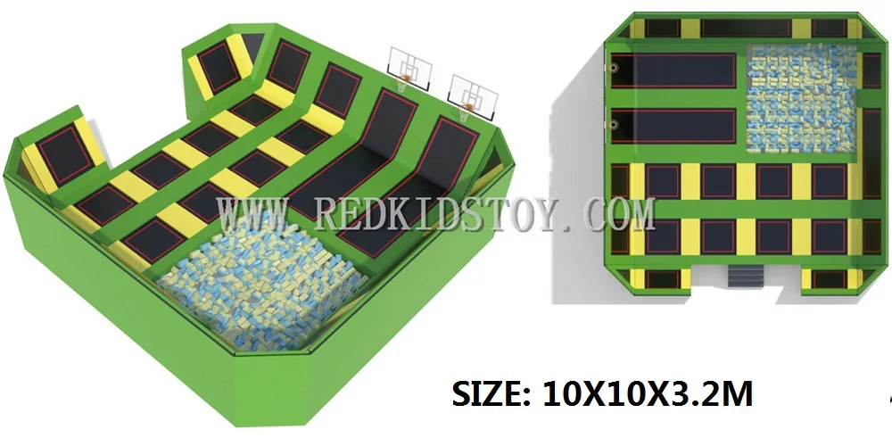 Высококачественный батут для парка с пенопластом и баскетбольными стендами