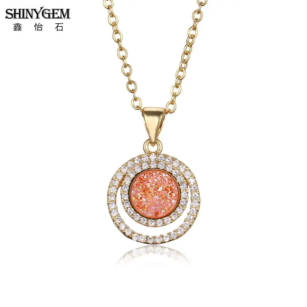 Сверкающие Стразы ShinyGem Eternal Wheel золотое ожерелье цепочка с натуральным