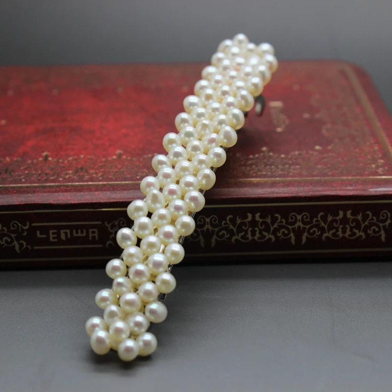 Заколка для волос с натуральным пресноводным жемчугом заколка Пряжка ручной