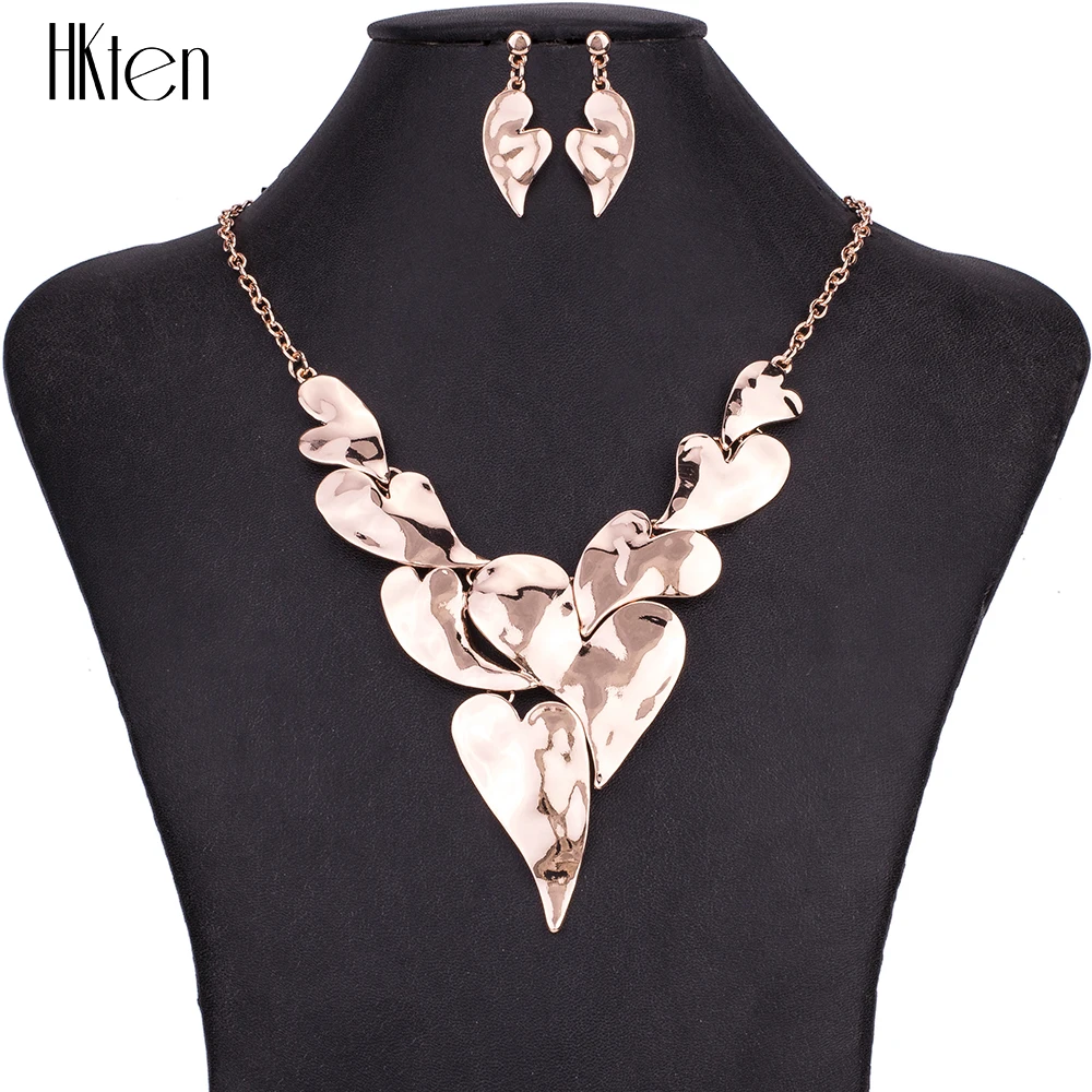

MS1504882 Fashion Jewelry Sets High Quality Necklace Sets For Women Jewelry Bright Golden Unique love Heart Design Gift