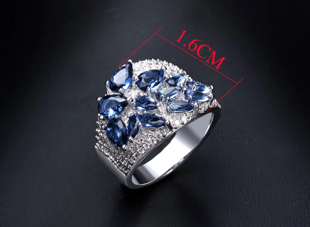 Женское Обручальное кольцо элегантное с цветным камнем и кристаллом из фианита