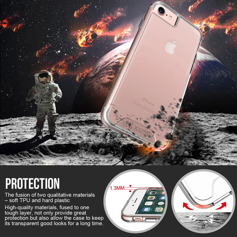 Прозрачные чехлы toyko Chiron для iPhone 8, 7, 6s, 6, ударопрочный аксессуар для телефона, твердый ПК, мягкий термополиуретановый защитный чехол