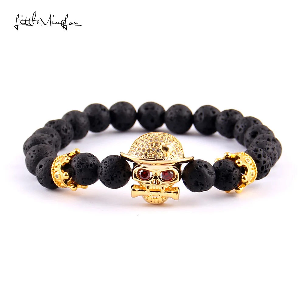 Маленькие MingLou Роскошные CZ Красный Циркон панк Рок Череп Корона очарование 8 мм