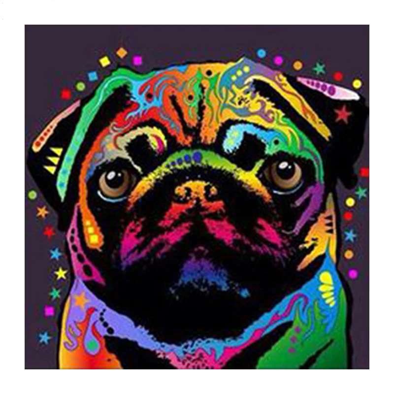 Камни в форме ромба/круглый дрель Алмазная Вышивка Симпатичные бульдог 5D DIY