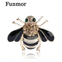 cute yellow insects bee corsages black enamel champagne crystal brooches bouquet gold color brooch women pins jewelry