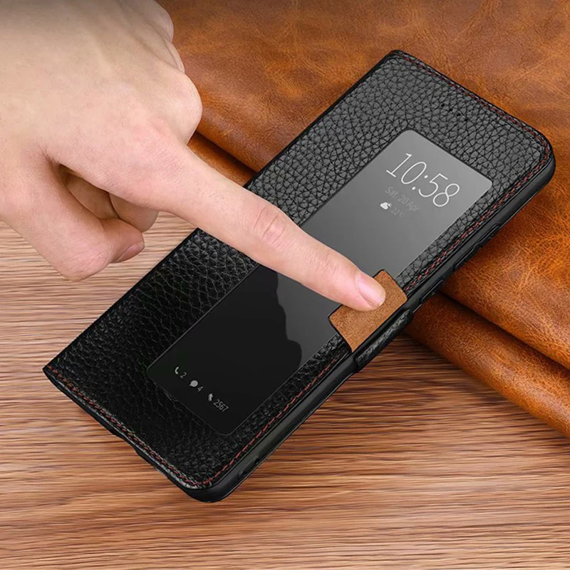 Кожаный чехол с откидной крышкой для Huawei P30 Pro Smart View|Бамперы| |
