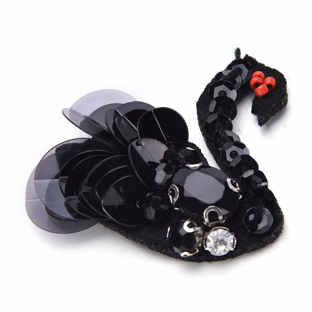 1 пара блесток бисером черные нашивки-лебеди шитье на патчи 4*5 см аппликация