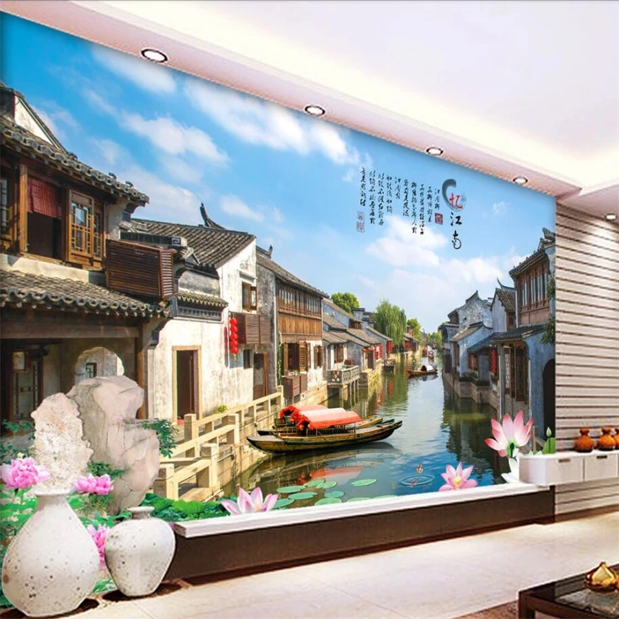 Обои на заказ 3d Jiangnan water town Wuzhen древние обои с изображением города