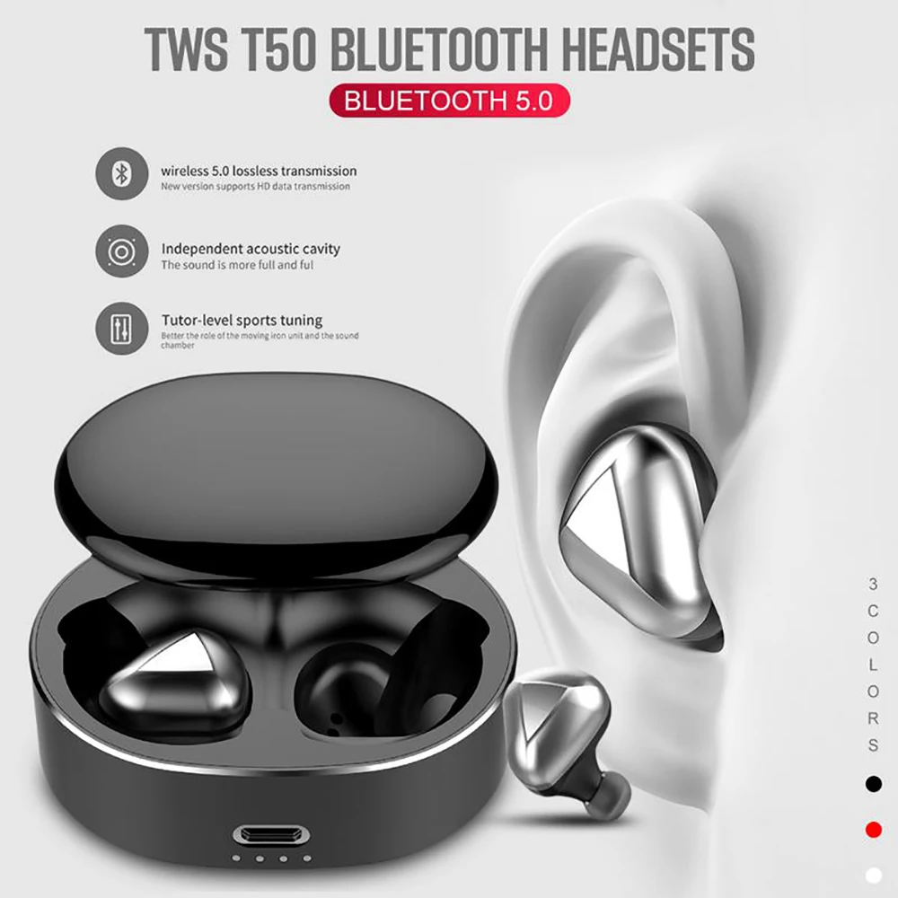 JBCO T50 наушники вкладыши TWS Bluetooth с HiFi спортивные Беспроводной гарнитура Шум