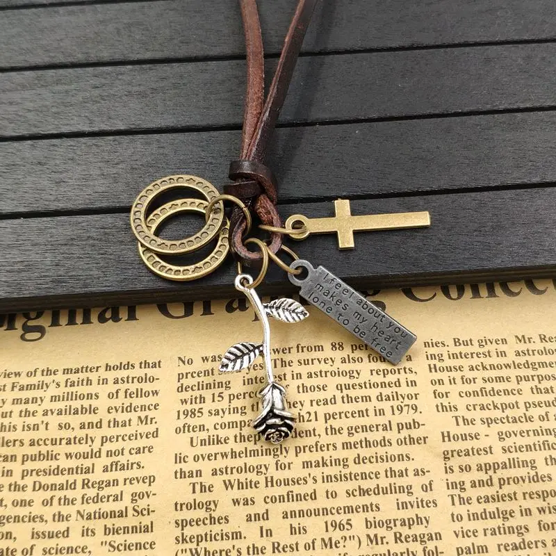 Модное ожерелье винтажная веревка из воловьей кожи танцевальные сердца в стиле