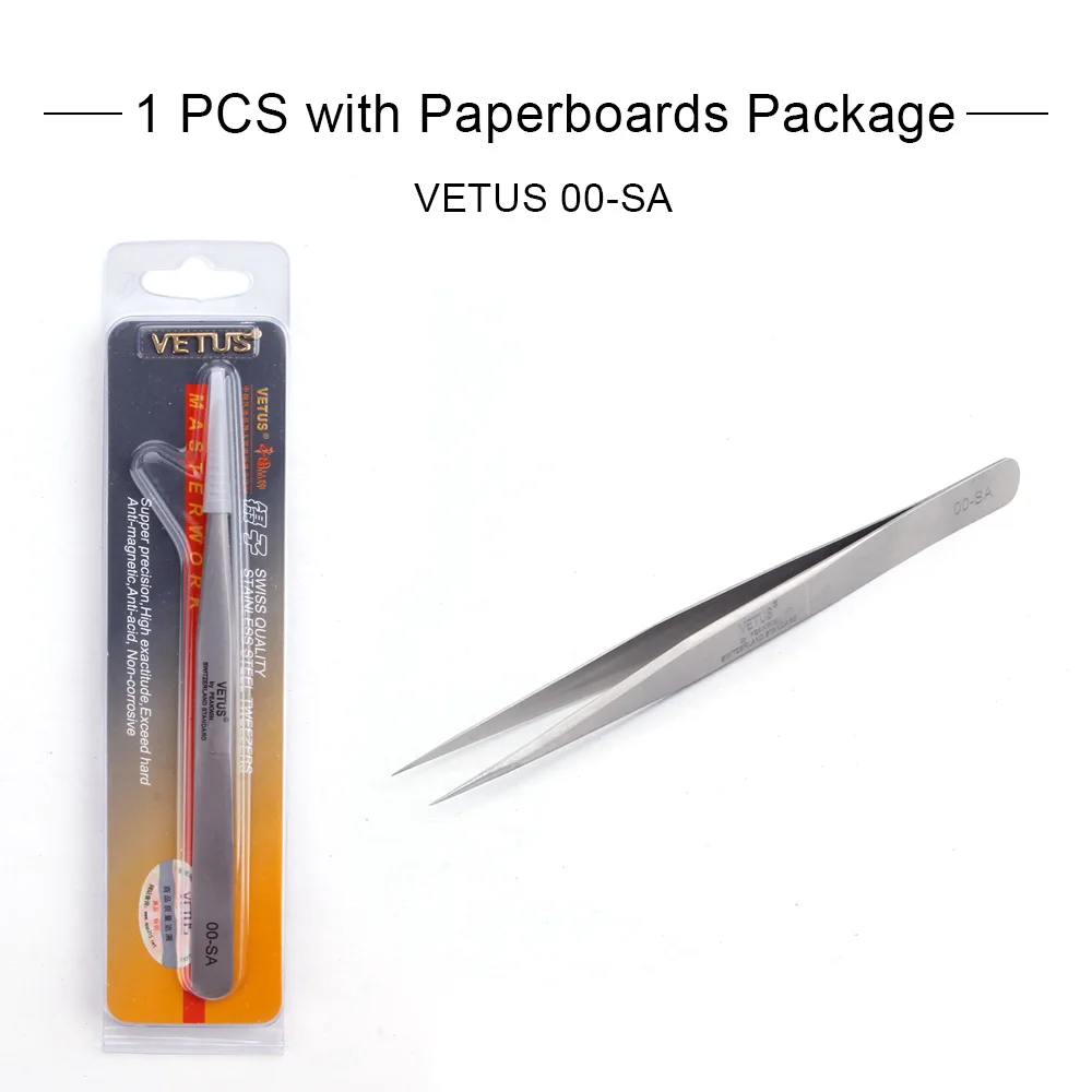 00-SA Paperboards Пинцет для наращивания ресниц VETUS 6A-SA из нержавеющей стали, точный 3D/6D объем, пинцет для бровей, щипцы для профессионального макияжа, плоскогубцы - Цвет: 00-SA Paperboards