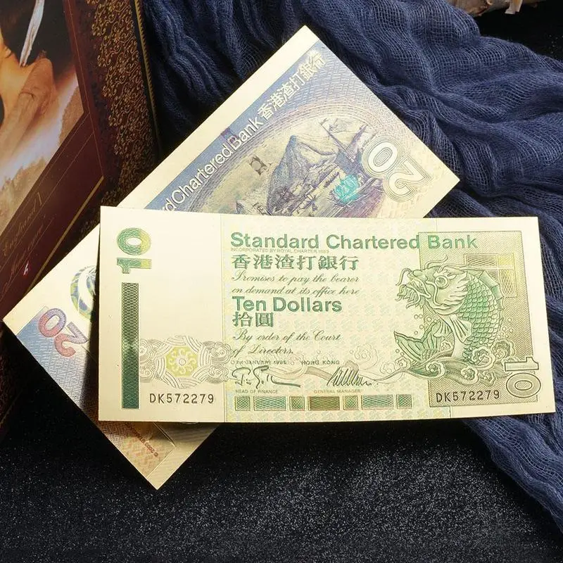 6 шт набор Гонконг 10 20 50 100 500 1000$ Стандартный чартерный банк сувенир золотые банкноты поддельные деньги Банкноты бумажные деньги