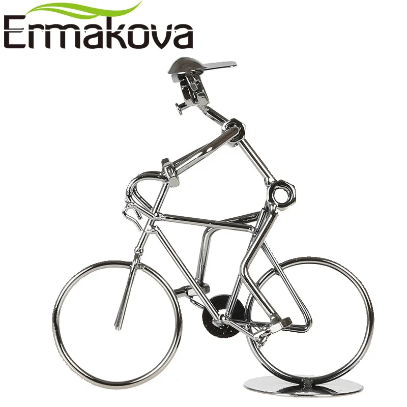 ERMAKOVA 7,"(19 см) металлическая скульптура велосипедиста Статуэтка велосипедиста статуя велосипедиста велосипедный гонщик ручной пайки Декор для дома и офиса