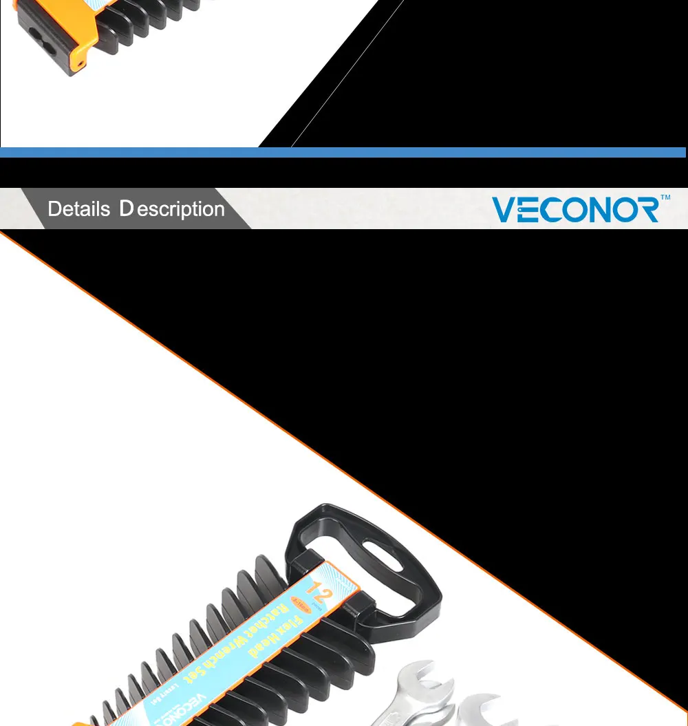 Veconor 12 шт. гибкие глава Ratcheting ключ сочетание набора гаечный ключ с храповиком комплект 8-19 мм CRV качества роскошная упаковка