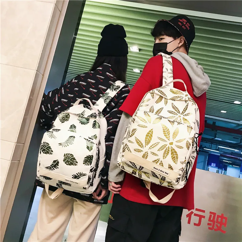 Большой Вместительный рюкзак для пары с золотым листом девочек трендовый