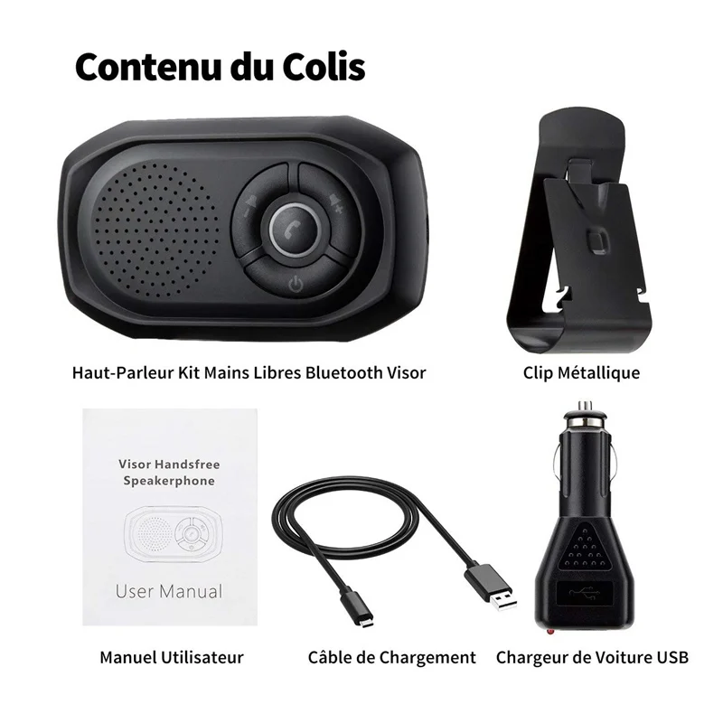 VicTsing Bluetooth Handsfree автомобильный комплект динамик Встроенный солнцезащитный выключатель Bluetooth автомобильный комплект с зажимом держатель для iPhone