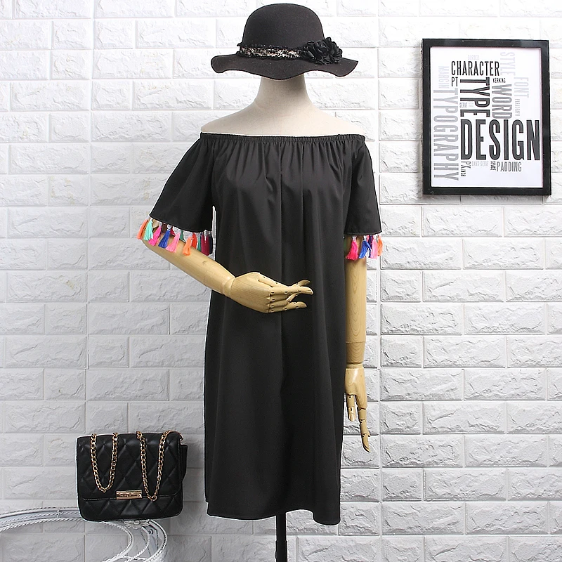 Женское платье Alphalmoda Пляжное повседневное с длинным рукавом и кисточками|chiffon