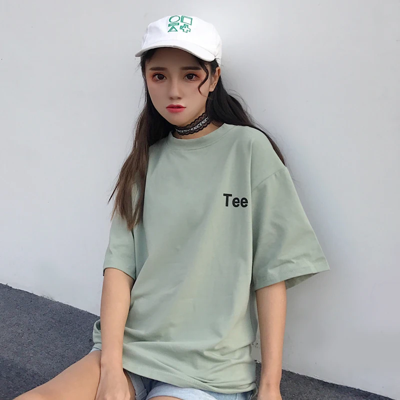 YouGeMan 2019 весна лето футболка женская одежда корейская Ulzzang Harajuku с буквенным