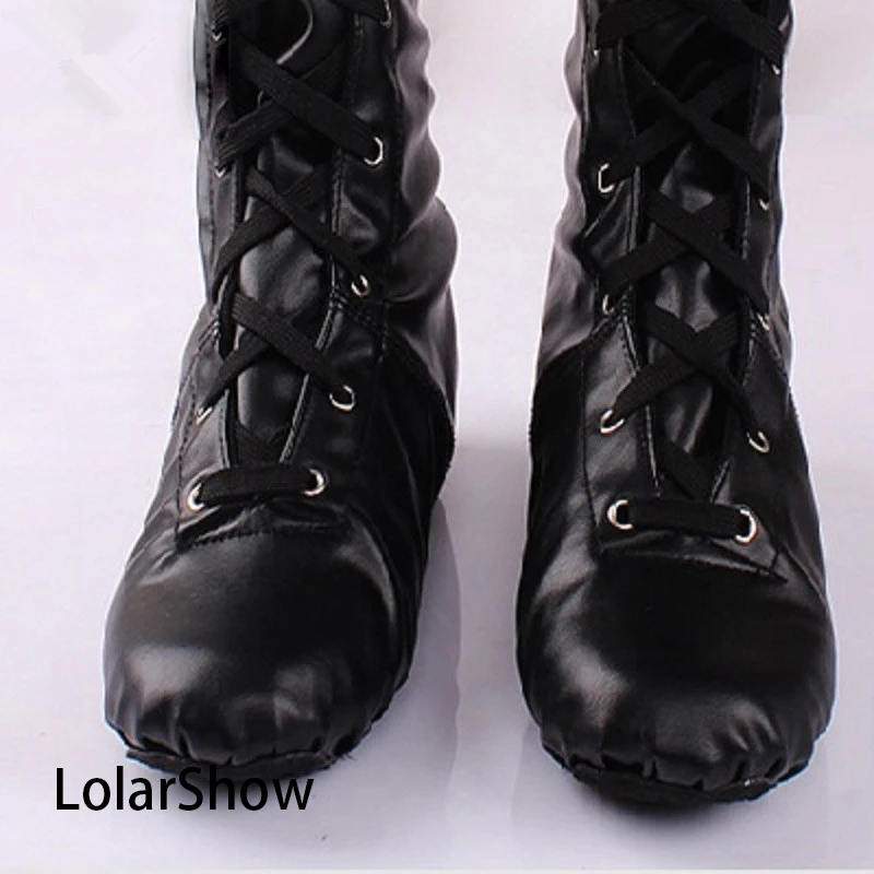 Adult black unisex cow leather two sole dancing shoes for women long upper children jazz boots men dance sneakers | Спорт и