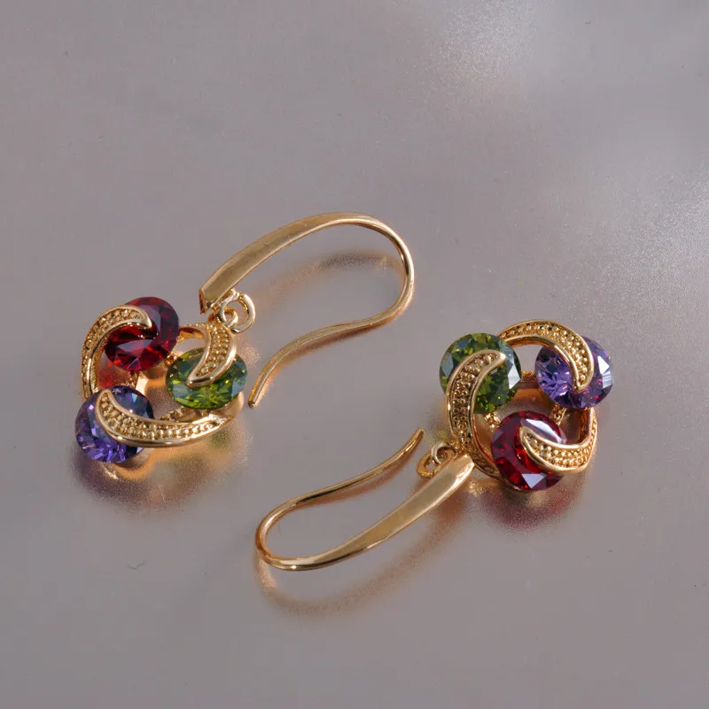 Женские большие серьги кольца с цирконом желтое золото|Серьги-кольца| |