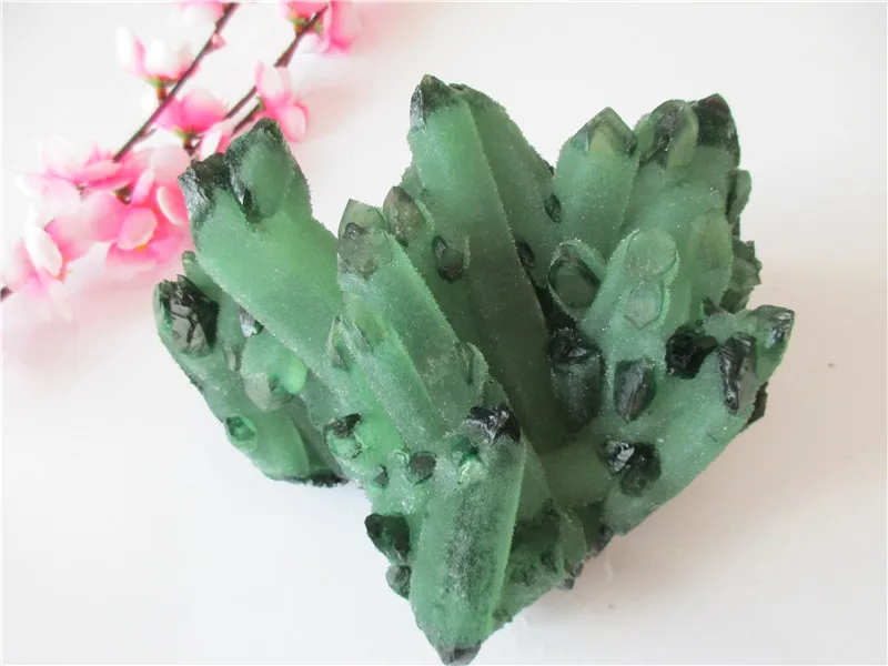 Красиво! Природный зеленый кристалл кластер скелетного кварца точечная палочка