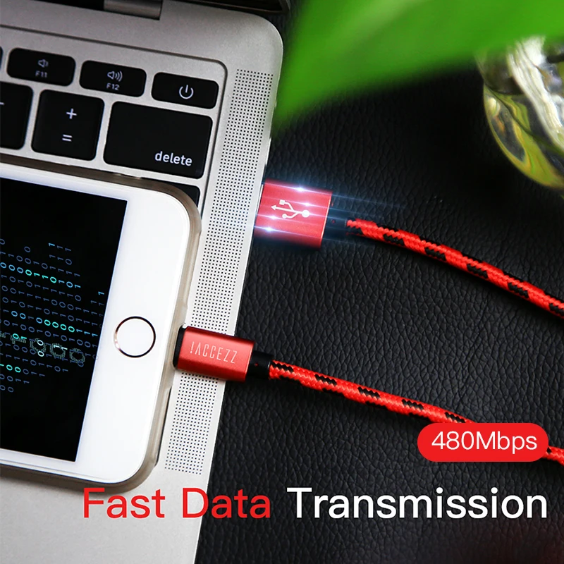 ! USB кабель ACCEZZ 8 контактный для быстрой зарядки нейлоновые кабели синхронизации