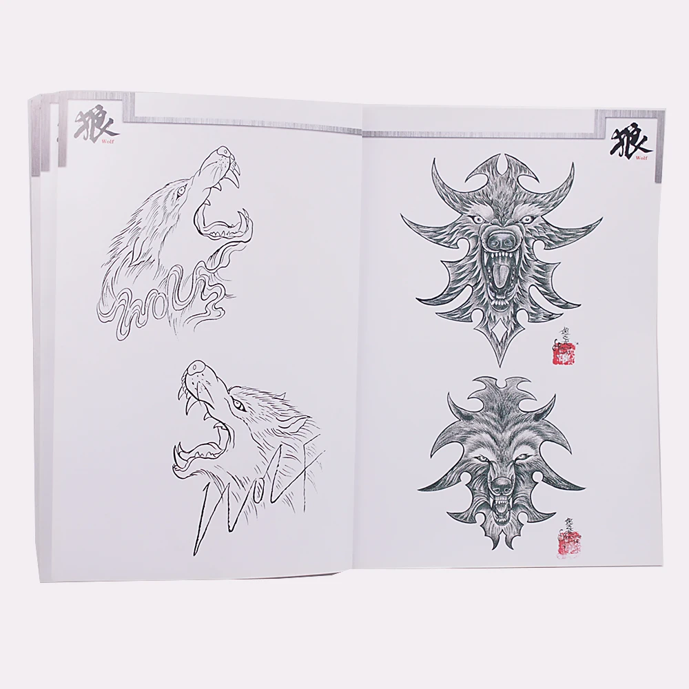 Татуировка волка 38 страниц выбранный дизайн черепа эскиз флэш книга тату