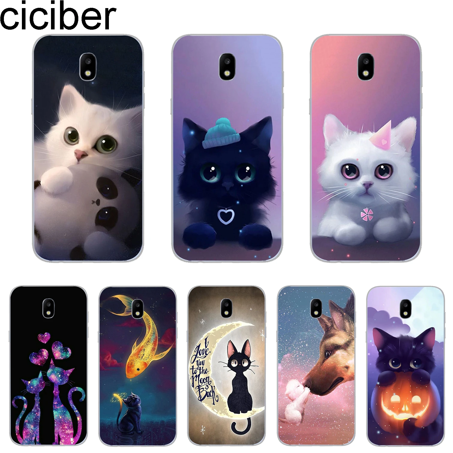 ciciber Cover For Samsung Galaxy J 8 7 6 5 4 3 2 1 Europe Pro Core Prime mini 2016 2017 2018 Phone Case Soft TPU Cute Animal Cat |