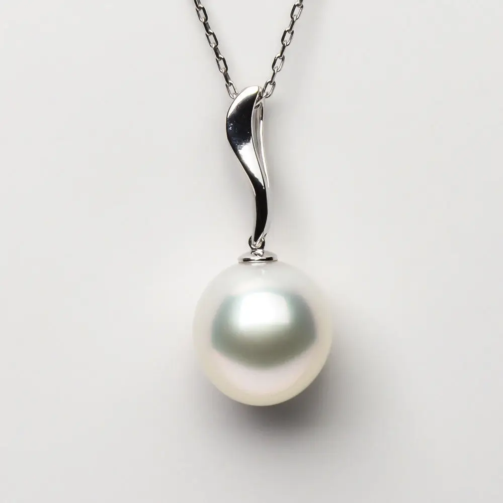 

Elegant 12.9*12.4mm Real South Sea Cultured White Pearl Pendant 14k White Gold Free Shipping