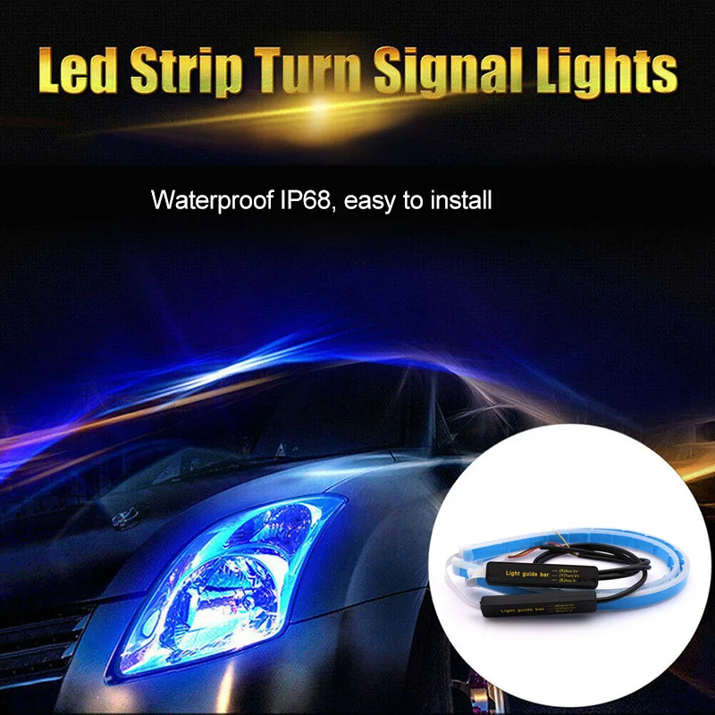 Universal Car DRL LED Daytime Running Lights White Turn Signal Yellow Guide Strip for Headlight Assembly Drop Shipping images - 6