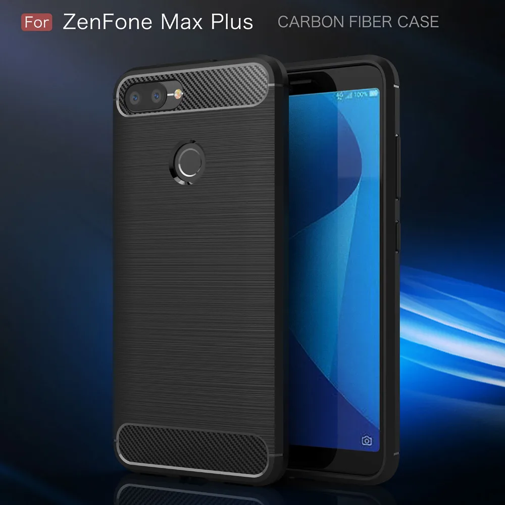Чехол из углеродного волокна для ASUS Zenfone MAX Plus ZB570TL Роскошная прочная броня мягкая