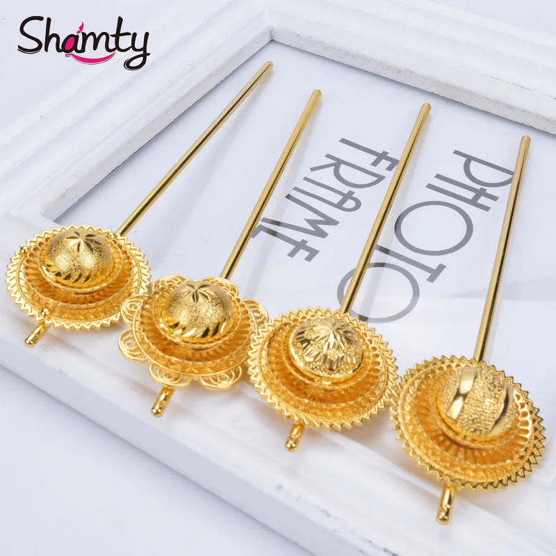 Палочки для волос Shamty эфиопское Ювелирное Украшение невесты Чистый золотой цвет