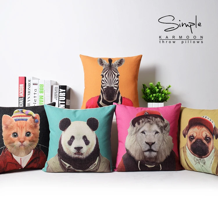 Льняное платье животных накидки на подушки кот &quotЗебра&quot Лев &quotпанда&quot