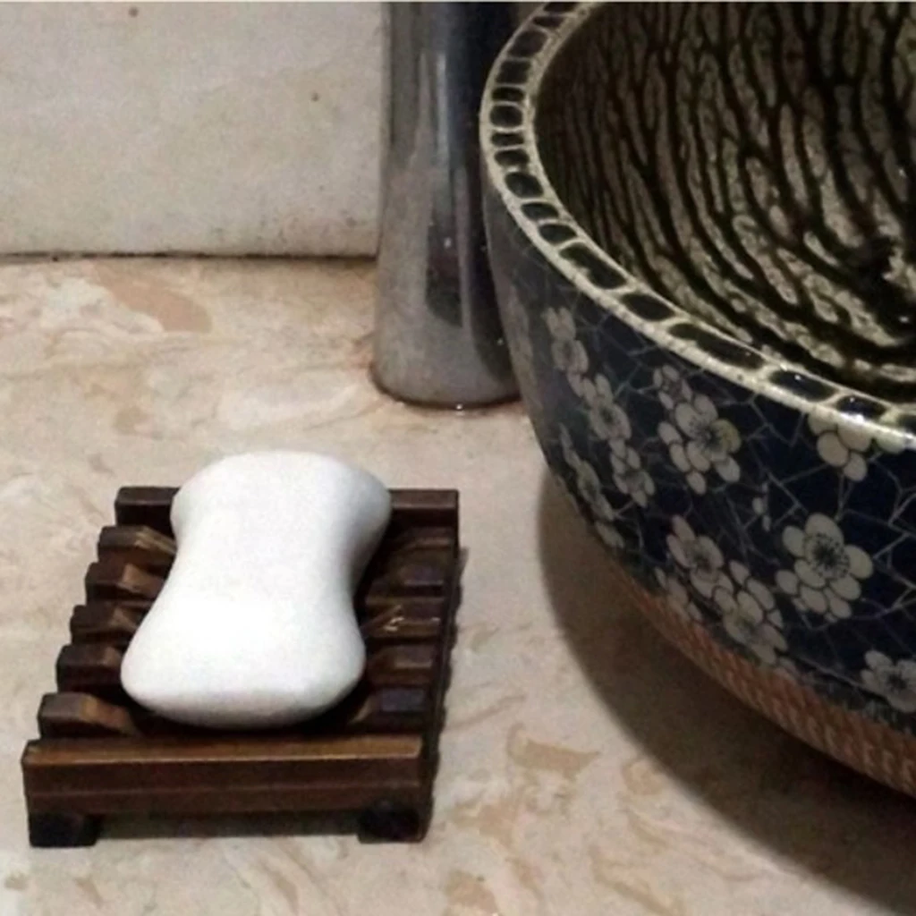 

Soap Holder Dish Bathroom Shower Storage Support Plate Stand Wood Box